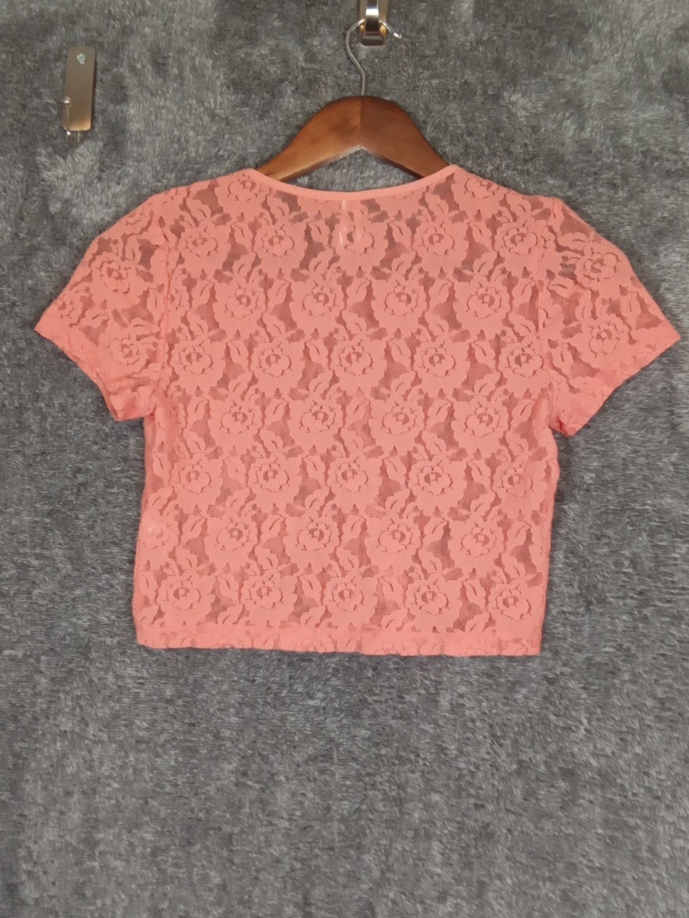 Anthropologie Cropped Fitted Sheer Floral Lace Peach Cochella Womens XS - Picture 5 of 8